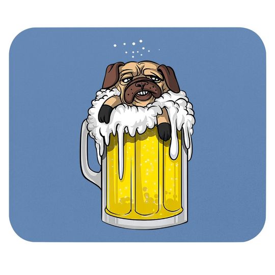 Pug Dog Beer Drinking Party Funny Premium Mouse Pad