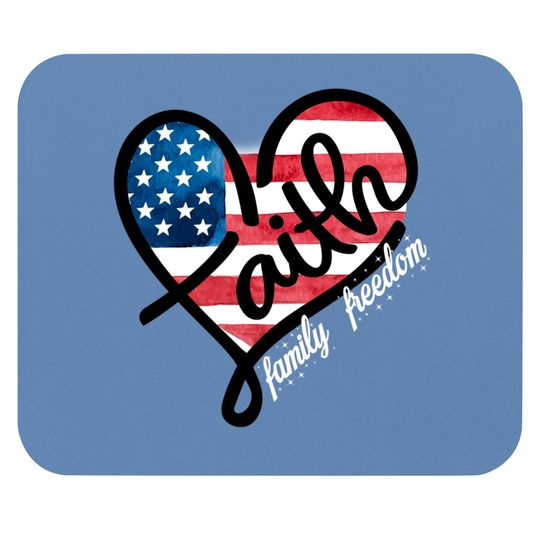 4th Of July Patriotic Christian Faith Heart American Flag Mouse Pad