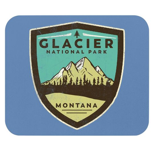 Retro Glacier National Park Montana Mountains Vintage Badge Mouse Pad