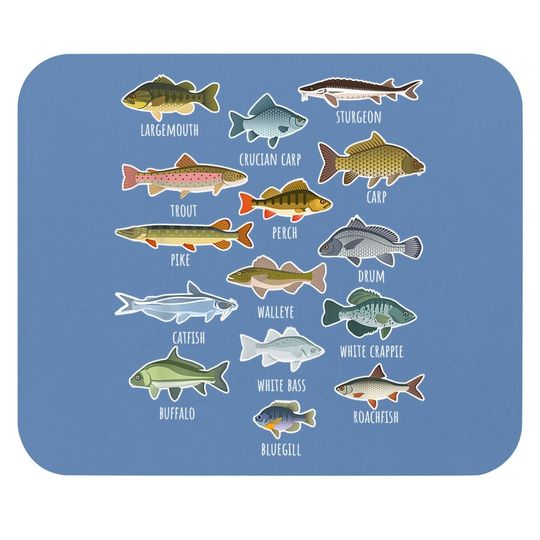 Types Of Freshwater Fish Species Fishing Mouse Pad