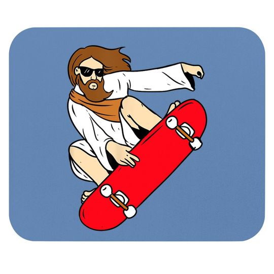 Jesus Riding Skateboard Mouse Pad