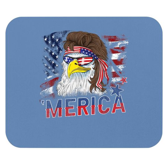 Merica Bald Eagle Mullet 4th Of July American Flag Patriotic Mouse Pad