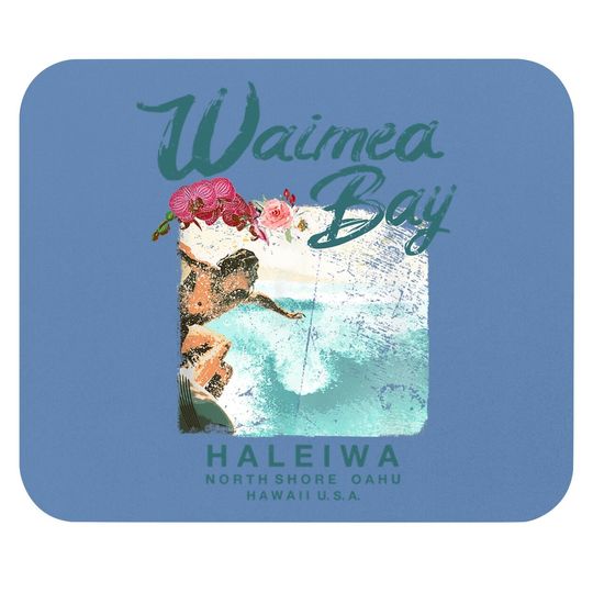 Waimea Bay Hawaii Vintage Hawaiian Surf Mouse Pad