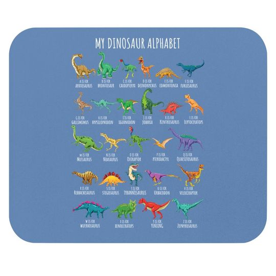 Types Of Dinosaurs Alphabet A-z Abc Dino Identification Mouse Pad