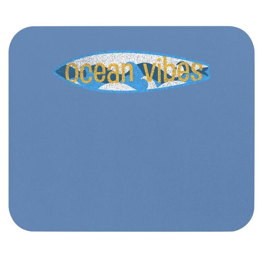 Vintage Ocean Vibes Surfboard Surf Beach Waves Blue Ocean Mouse Pad