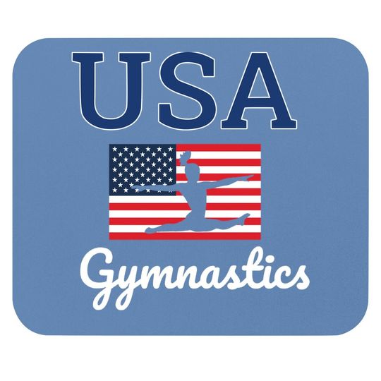 Girl Tumbling Team Gear Gymnastics Usa American Flag Mouse Pad