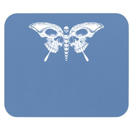 Skull Butterfly Cool Gothic Skeleton Calavera Artistic Head Mouse Pad