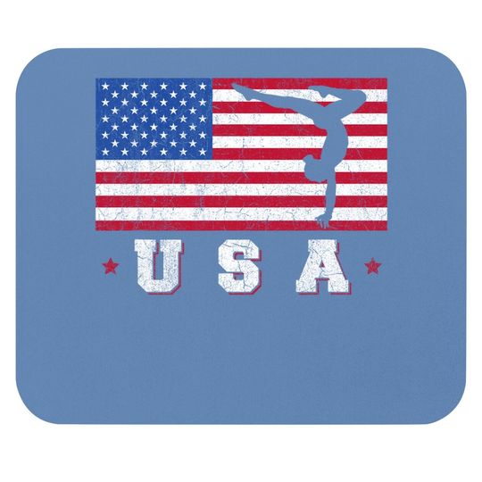 Patriotic Sports American Usa Flag Girls Gymnastics Mouse Pad