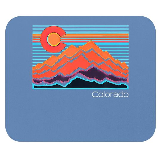 Vintage Colorado Mountain Landscape And Flag Graphic Mouse Pad