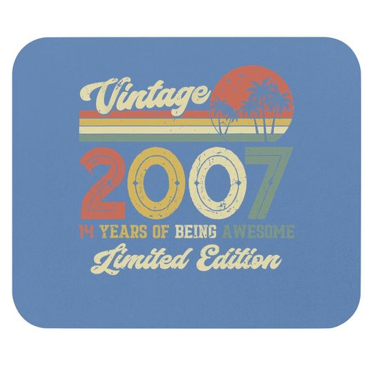 Vintage 2007 14th Birthday Gift Boys Girls Mouse Pad