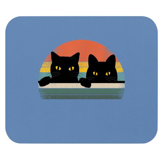 Black Cat Vintage Retro Style Cats Lover Mouse Pad