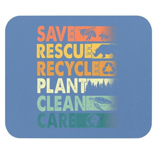 Earth Day Save Bees Rescue Animals Recycle Plastics Mouse Pad