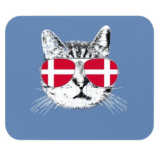 Denmark Flag Danish Cat Sunglasses Funny Mouse Pad
