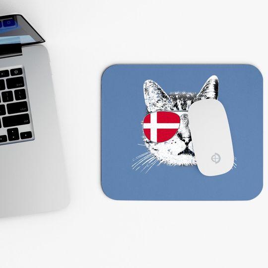 Denmark Flag Danish Cat Sunglasses Funny Mouse Pad