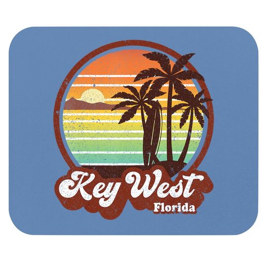 Key West Souvenirs Florida Vintage Surf Surfing Retro 70s Mouse Pad