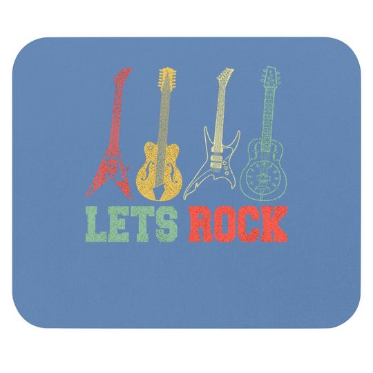 Lets Rock Rock N Roll Guitar Retro Mouse Pad