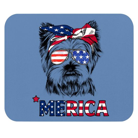 American Flag Yorkshire Terrier Yorkie Mom Mouse Pad