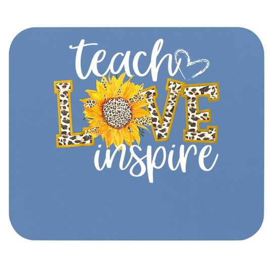 Teach Love Inspire Cute Sunflower Leopard Cheetah Print Gift Mouse Pad
