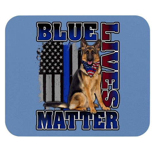 Police Officer K9 Dog Mouse Pad Blue Lives Matter Blue Line Flag Mouse Pad