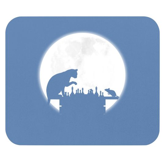 The Chess Board The Cat The Mouse And The Full Moon Mouse Pad