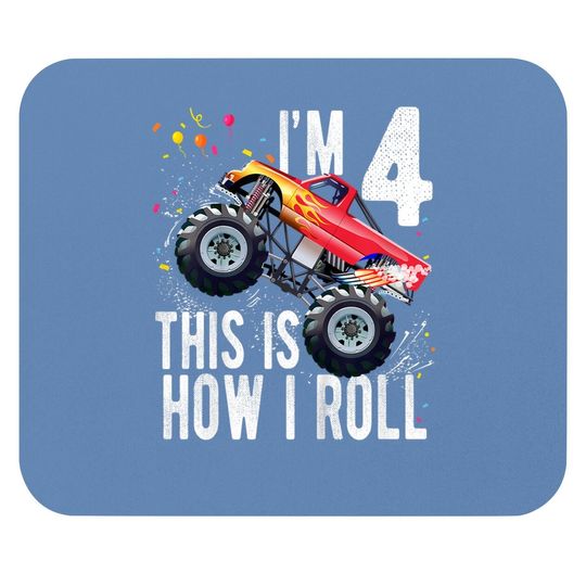 4 Year Old Mouse Pad 4th Birthday Boy Monster Truck Car Mouse Pad
