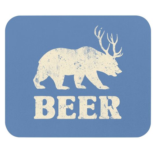 Vintage Bear Deer Funny Beer Mouse Pad