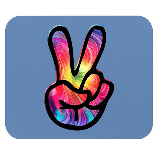 60s 70s Tie Dye Peace Hand Sign Mouse Pad