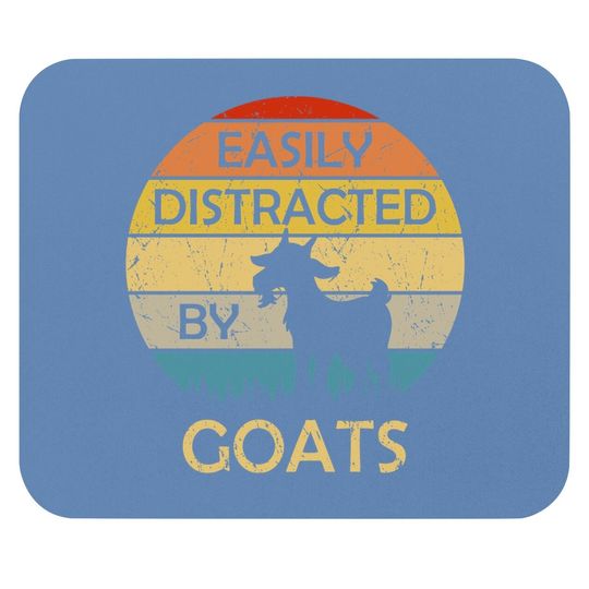 Easily Distracted By Goats Retro Vintage Funny Goat Lover Mouse Pad