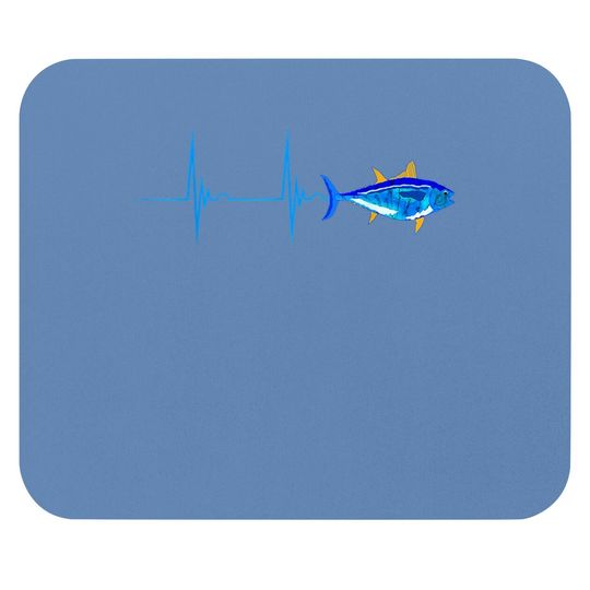 Bluefin Tuna Heartbeat Ekg Pulseline Deep Sea Fishing Mouse Pad