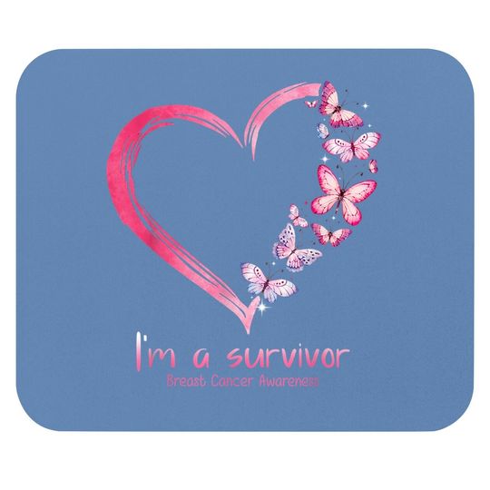 Pink Butterfly Heart I'm A Survivor Breast Cancer Awareness Mouse Pad