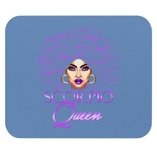 Scorpio Girl Purple Afro Queen Black Zodiac Mouse Pad