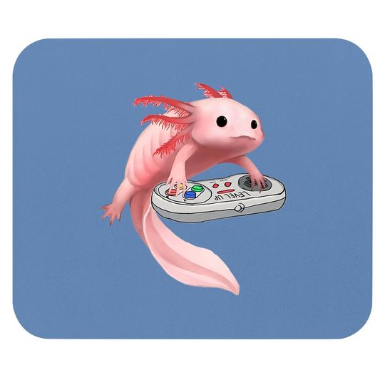 Fish Playing Video Game White-axolotl Lizard Gamers Mouse Pad