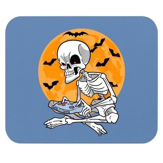 Gaming Skeleton Gamer Controller Halloween Mouse Pad