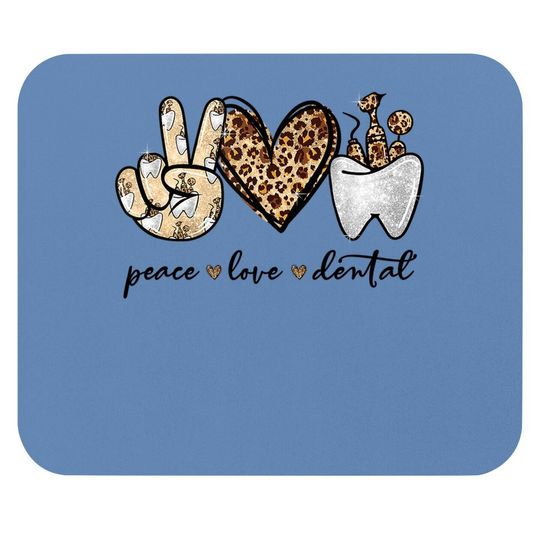 Peace Love Dental Leopard Heart Mouse Padth Cute Dentist Mouse Pad