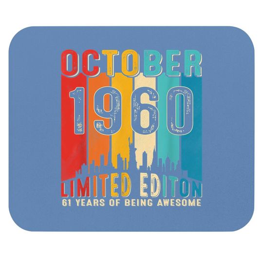 Vintage Born In October 1960 61st Birthday Mouse Pad