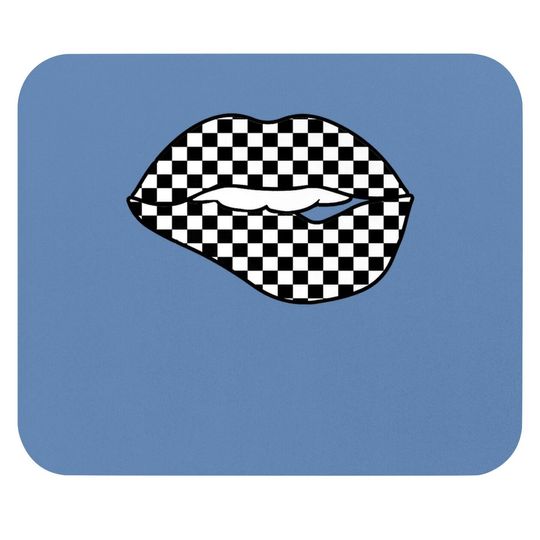 Checkered Black White Lip Gift Checkerboard Mouse Pad