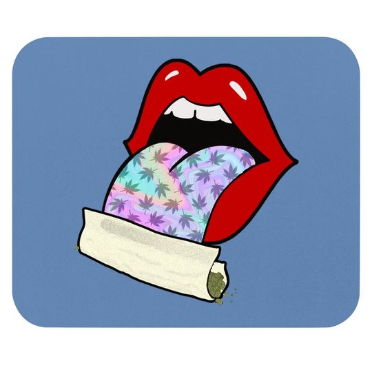 Marijuana Smoker Pot Leaf Tongue Lips Weed Pastel Tie Dye Mouse Pad