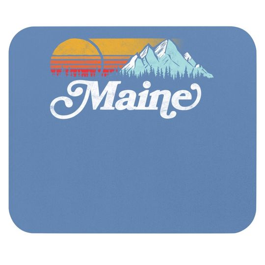 Retro Vibe Maine Vintage Mountains & Sun Mouse Pad