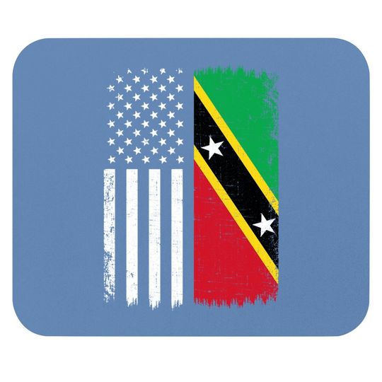 Saint Kitts And Nevis American Flag Mouse Pad
