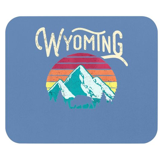 Retro Wyoming Mountains State Wildlife Mouse Pad