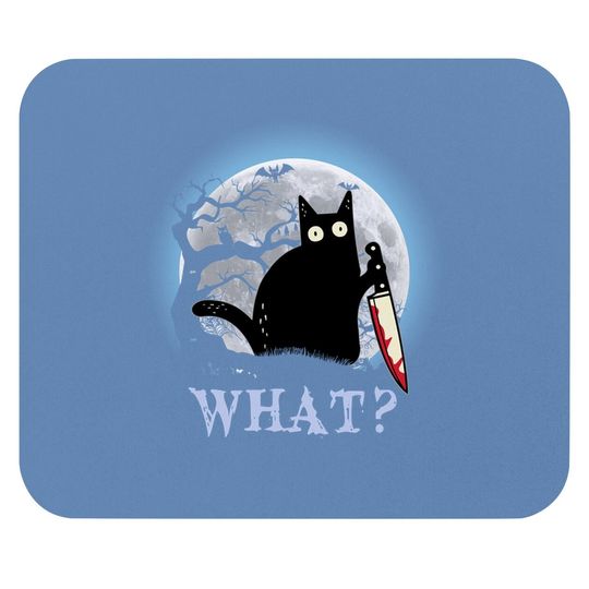Cat What? Murderous Black Cat With Knife Halloween Costume Mouse Pad