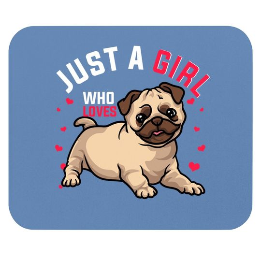 Cute Pug Lovers Hearts Girl Mouse Pad