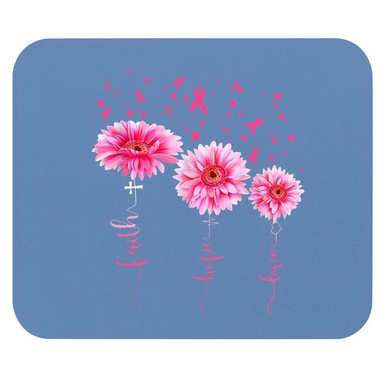 Faith Hope Love Pink Daisy Flower Breast Cancer Awareness Mouse Pad