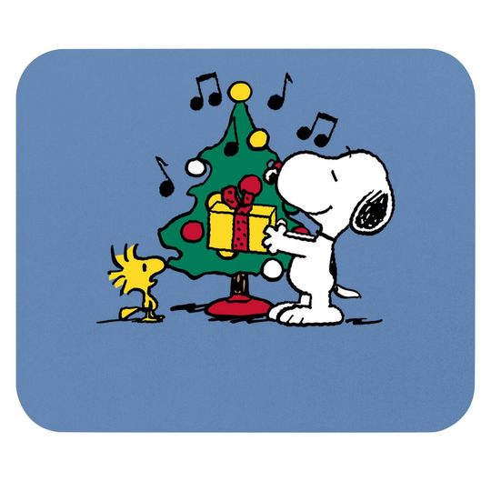 Snoopy And Woodstock Holiday Christmas Tree Mouse Pad