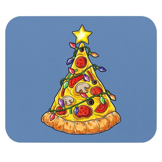 Pizza Christmas Tree Lights Funny Pajama Mouse Pad