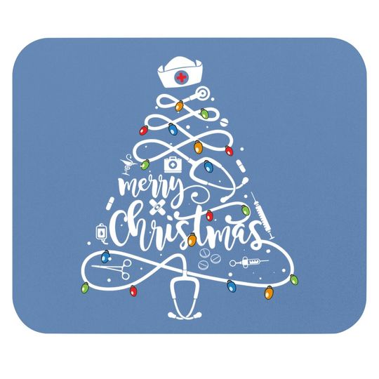 Merry Christmas Nurse Tree Lights Pajamas Mouse Pad
