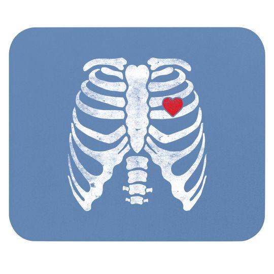 Skeleton Heart Rib Cage Mouse Pad
