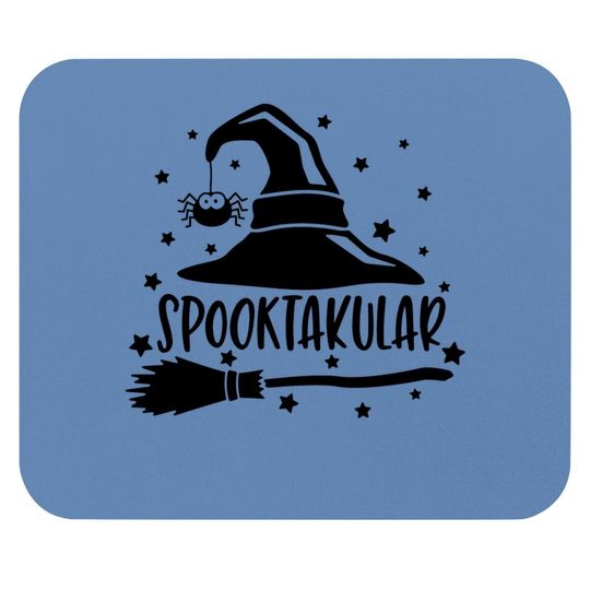 Spooktacular Witch Broom Halloween Mouse Pad
