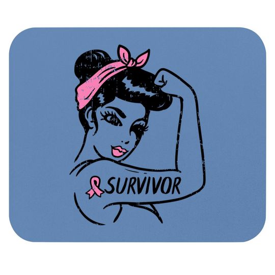 Breast Cancer Survivor Rosie Riveter Pink Awareness Mouse Pad