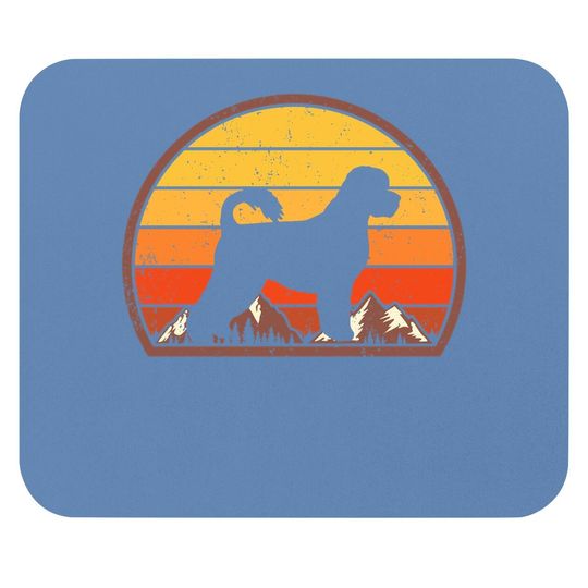 Sunset Silhouette Vintage Portuguese Water Dog Mouse Pad